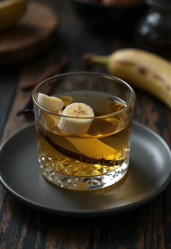 Banana liqueur served in a bottle