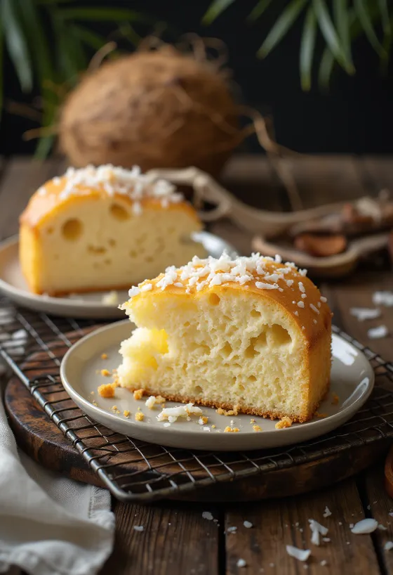 Coconut Sponge Cake served