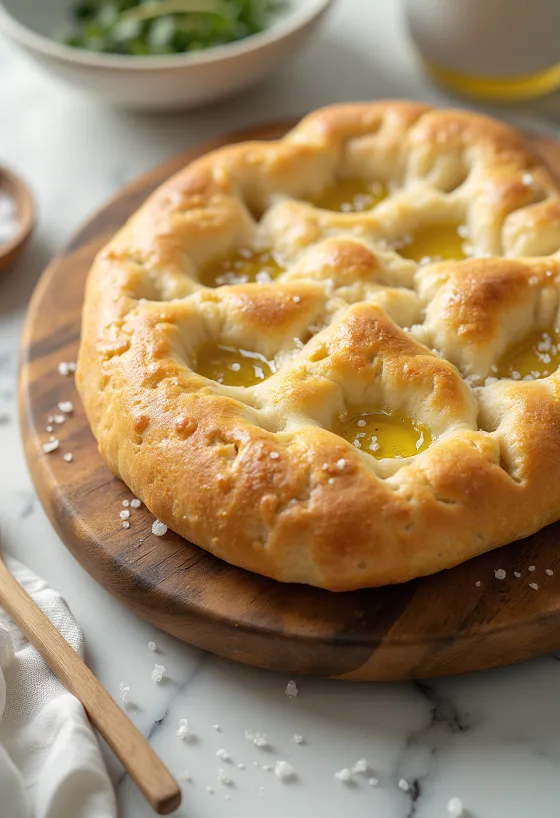 Sourdough focaccia served