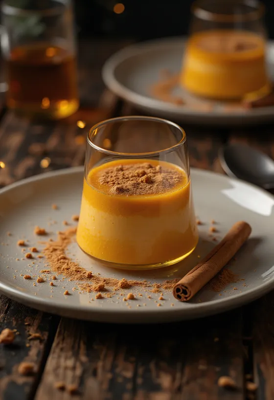 Pumpkin spice panna cotta served in a glass