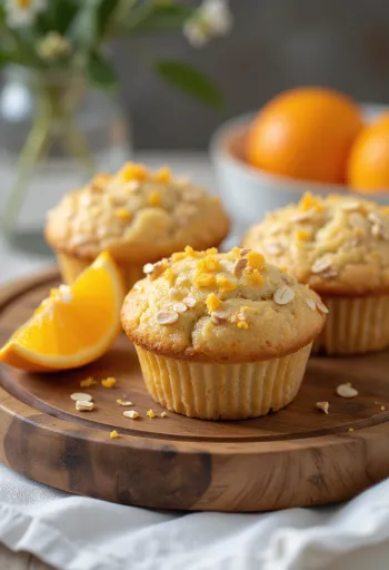 Orange and oat muffins served