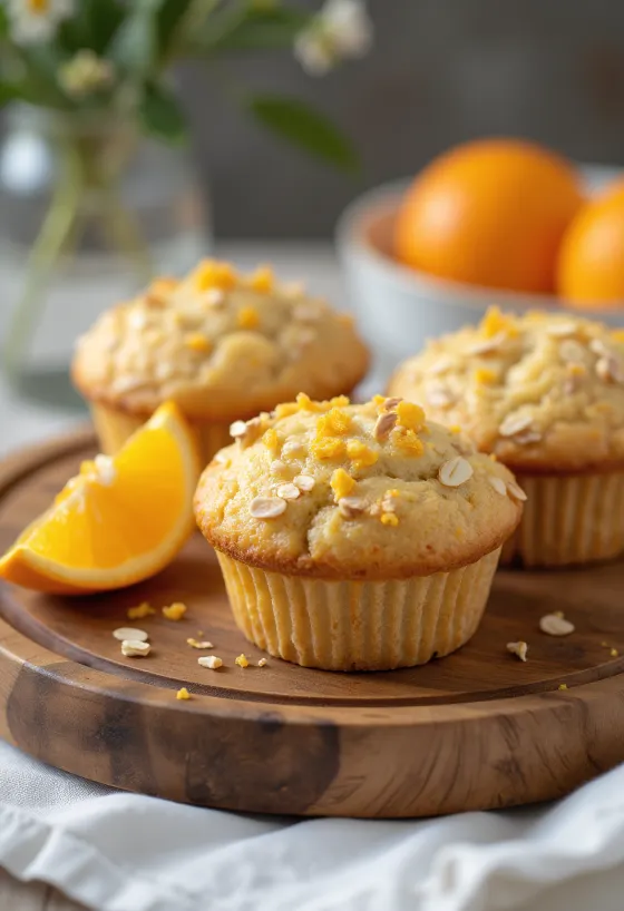 Orange and oat muffins served