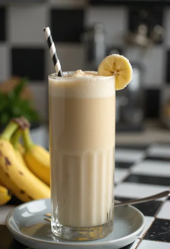 Banana milkshake served in a glass