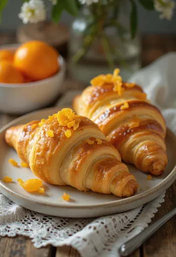Candied orange peel croissants served