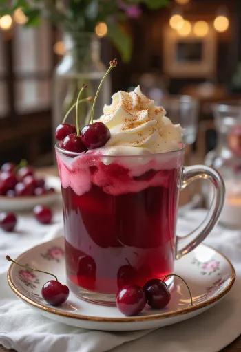 Sweet cherry cider served in a glass