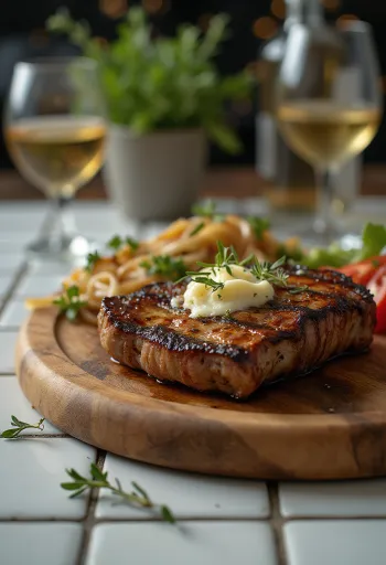 Grilled kangaroo filet served with roasted vegetables