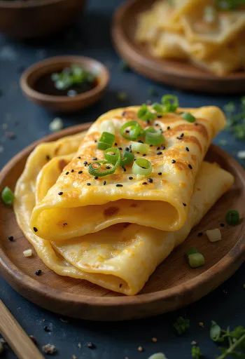 Jianbing Chinese pancake served