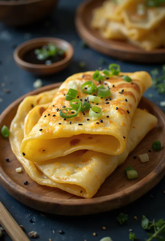 Jianbing Chinese pancake served