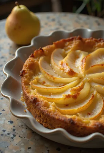 Pear Sponge Cake served