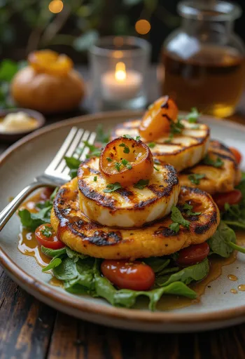 BBQ grilled goat cheese salad served