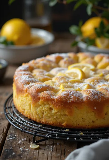 Lemon & Almond Cake served