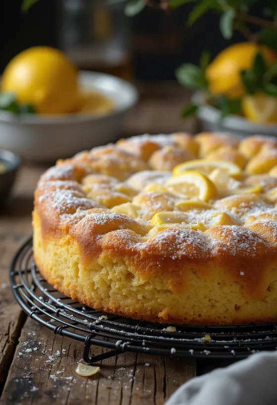 Lemon & Almond Cake served