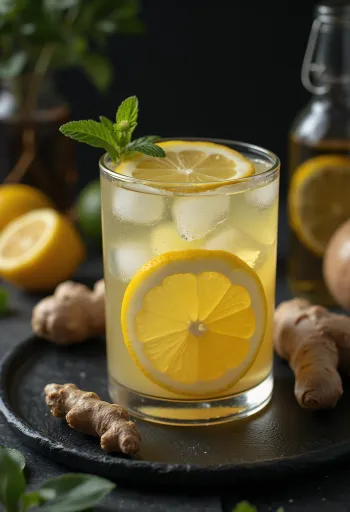 Honey ginger lemonade freshly served
