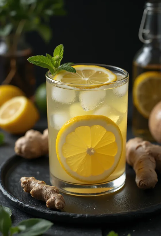 Honey ginger lemonade freshly served