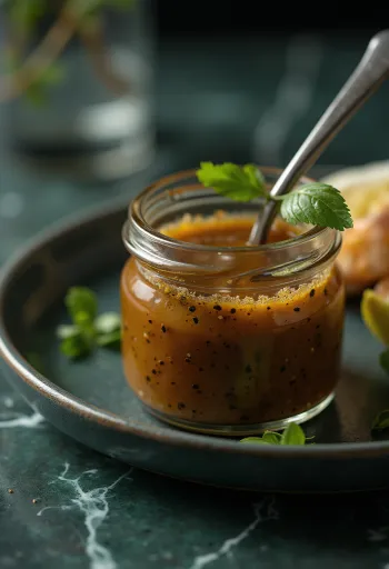 Balsamic and mustard vinaigrette served in a jar