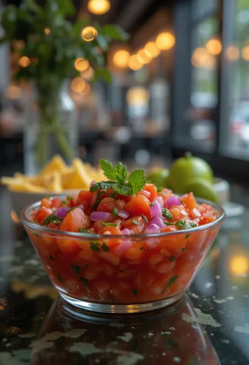 Coriander tomato salsa served in a bowl