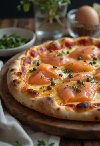 Danish style pizza with smoked salmon