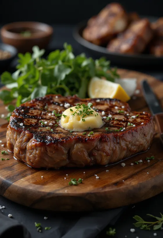 T-bone steak fried golden brown