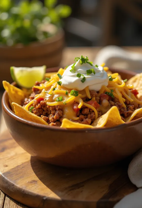 Taco bowl served