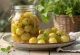Spicy pickled grapes served in a jar