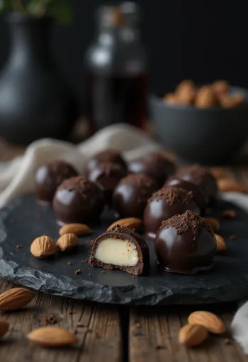 Chocolate Marzipan Truffles served