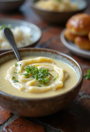 Mustard and horseradish sauce served in a bowl