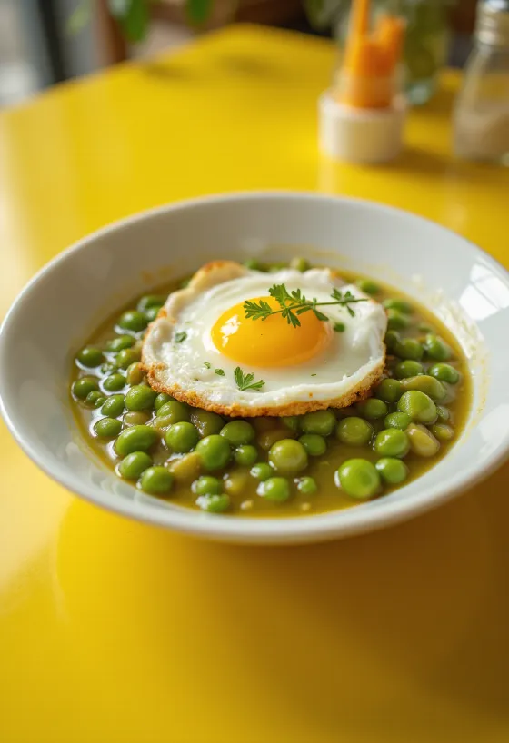 Creamy pea stew, sprinkled with fresh parsley