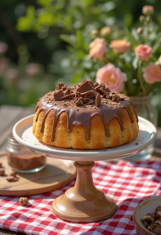 Hazelnut Cream Cake served