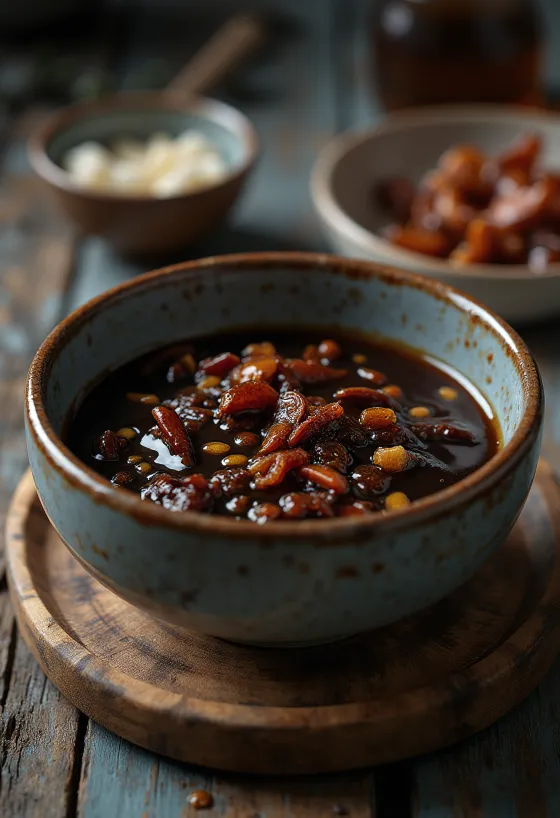 Honey & balsamic BBQ marinade mixture in a bowl