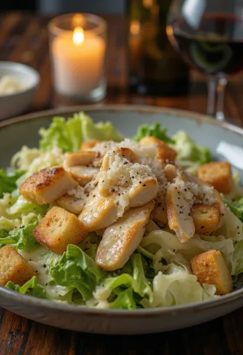 Classic Caesar salad with crispy croutons and parmesan cheese