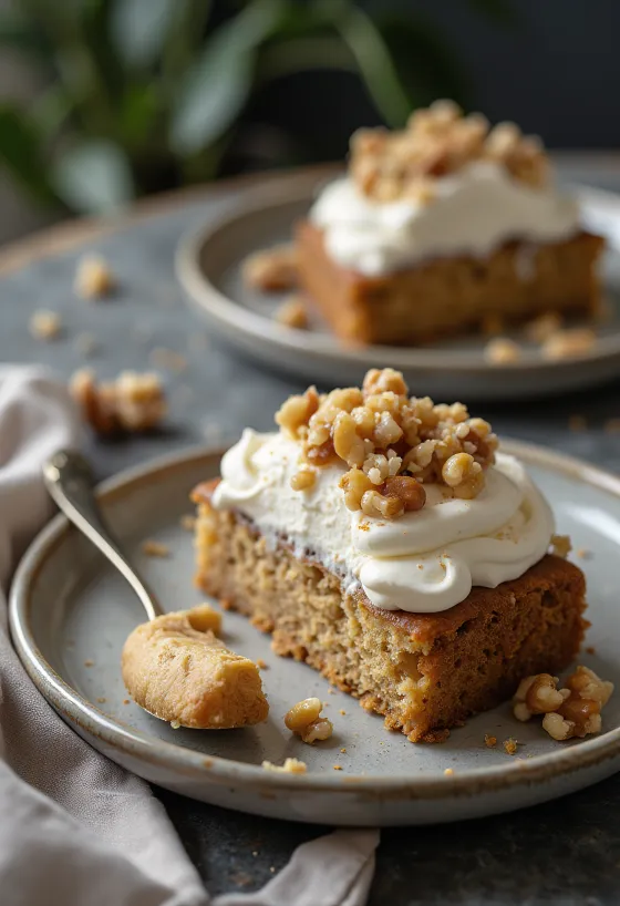 Walnut Cream Cake served
