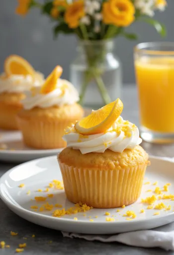 Orange cupcake served