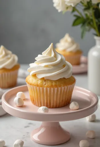 Freshly baked marshmallow cupcake