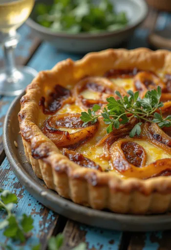 Caramelised Onion Quiche served