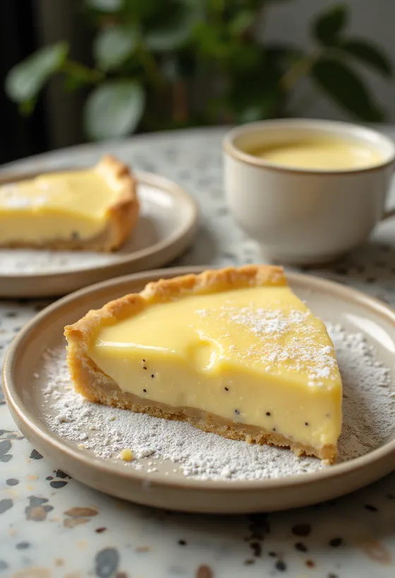 Vanilla Custard Tart served on a plate