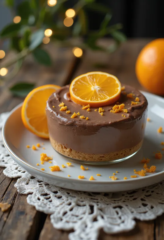 Chocolate orange mousse cake served in slices