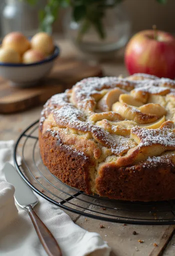 Poppy Seed Apple Cake served