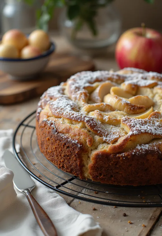 Poppy Seed Apple Cake served