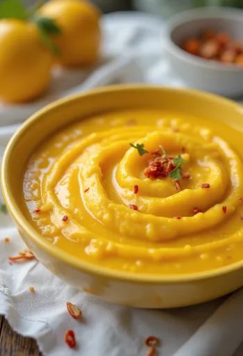 Mango coconut curry sauce served in a bowl