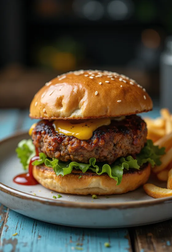 Seitan burger with fresh vegetables