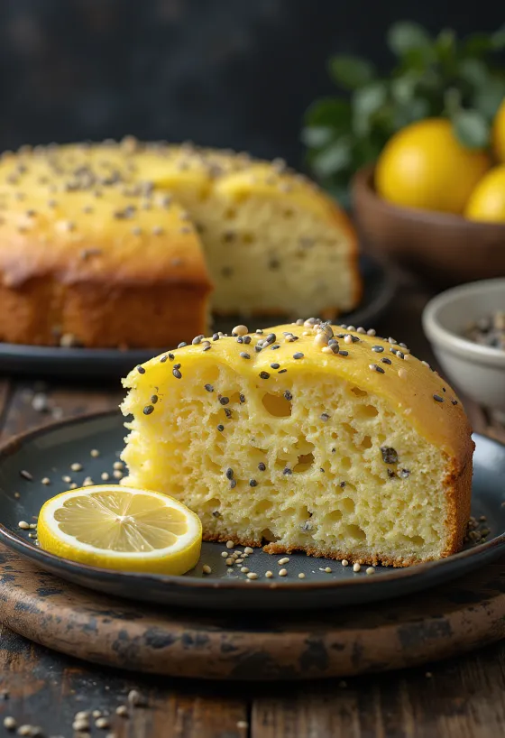 Lemon Poppy Seed Cake served