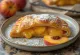 Freshly baked peach strudel