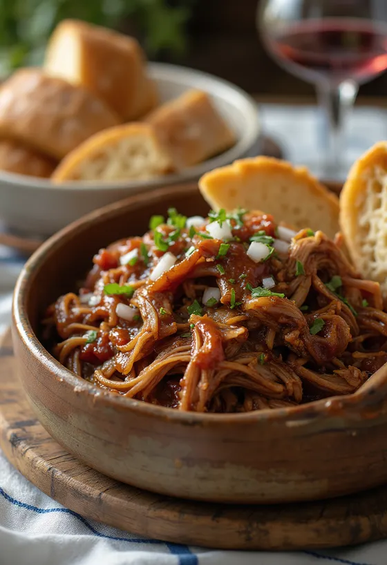BBQ pulled pork served in a fresh bun with sauerkraut