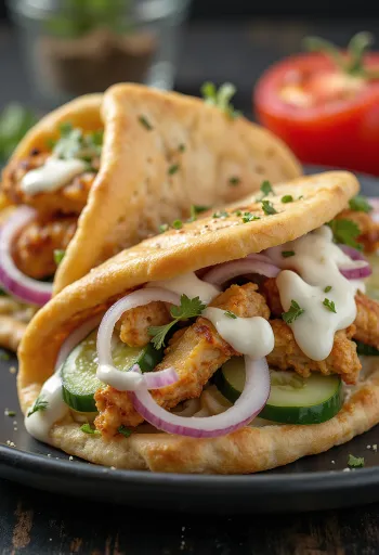 Chicken gyros served