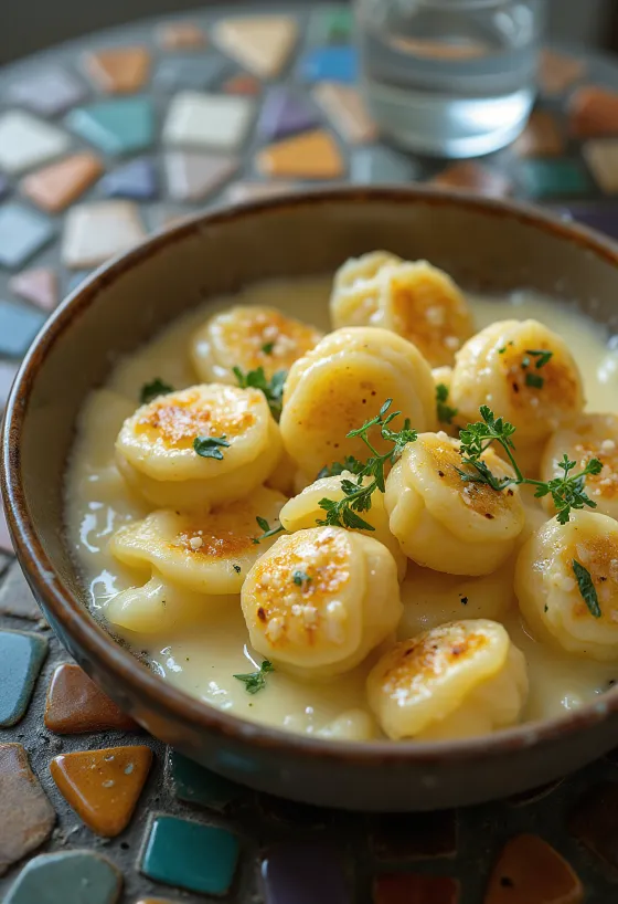 Sheep's cheese gnocchi served