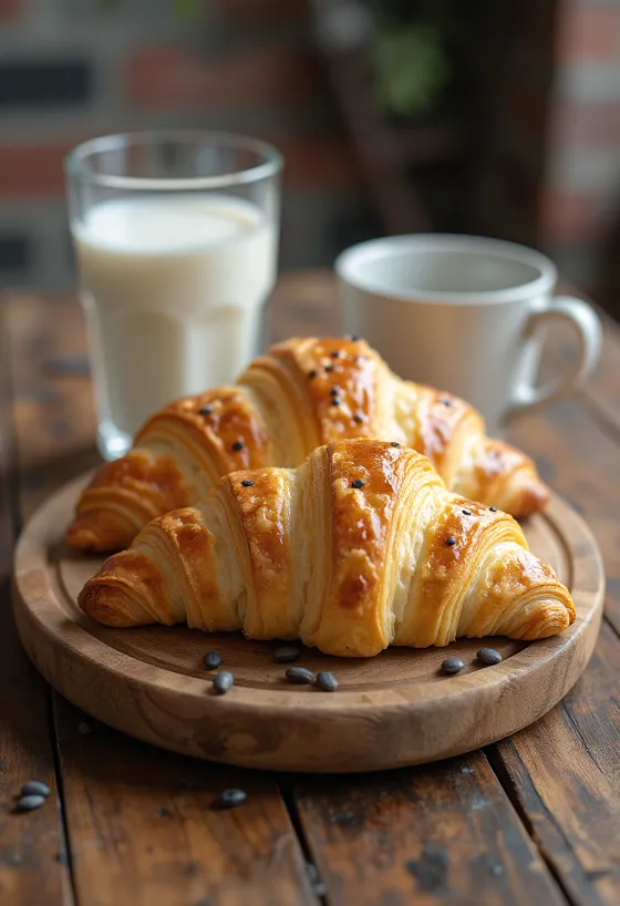 Poppy seed croissant served