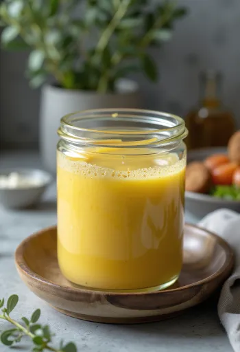 Honey Dijon dressing served with salad