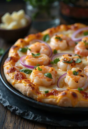 Swedish style pizza with prawns