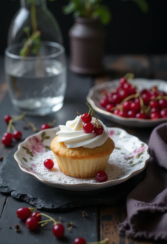 Redcurrant cupcake served