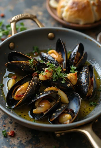 Sururu with olive oil, garlic, parsley and lemon juice